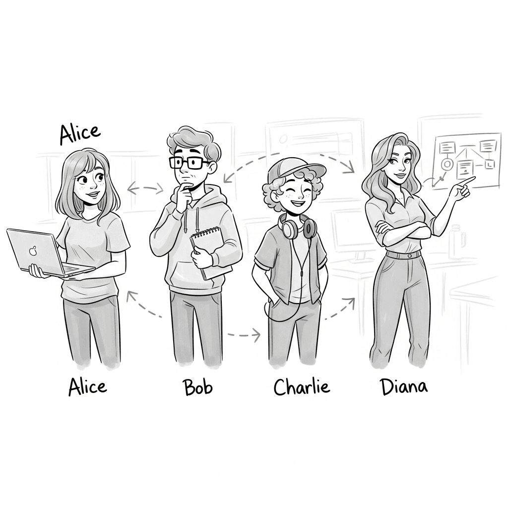  Alice Bob Charlie Diana